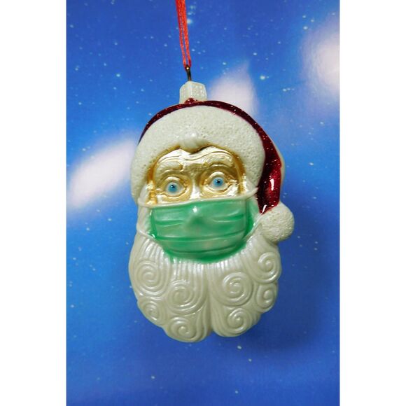 Other - Santa Claus Head Christmas Ornament Wearing Mask 3 in. Long
